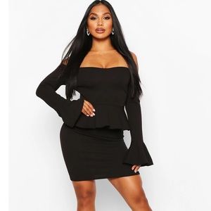 Boohoo Off the Shoulder Mini Peplum Dress NWT